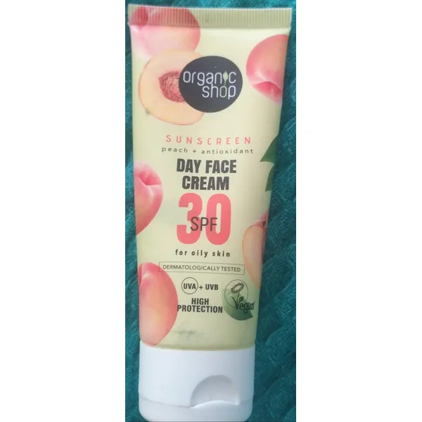 Organic Shop Sunscreen peach + antioxidant day face cream SPF 30 for oily skin
