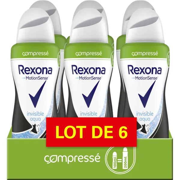 Rexona Rexona Women Invisible Aqua Compressed Antiperspirant Spray 6x100ml