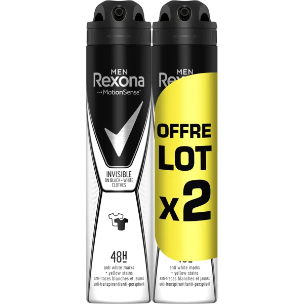 Rexona REXONA Men Anti-Transpirant Invisible Black White Spray Lot 2x200ml