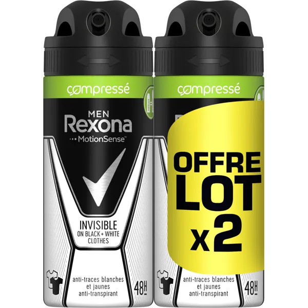 Rexona Rexona Men Invisible Black & White Compressed Antiperspirant 2x100ml